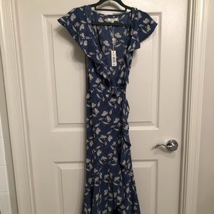Max Studio Blue and White Wrap-Around Dress Size Small